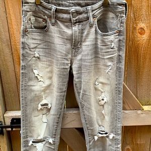 American Eagle Light grey distressed “Next Level Airflex” skinny jeans